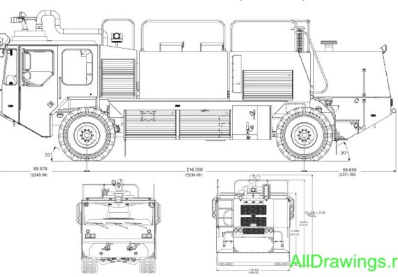 Emergency One Titan (Пожарка) чертежи (рисунки) грузовика